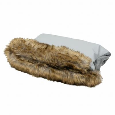 Sleeve Muff with Fur for Stroller, Sled, Insulated, Soft, Universal, Gray