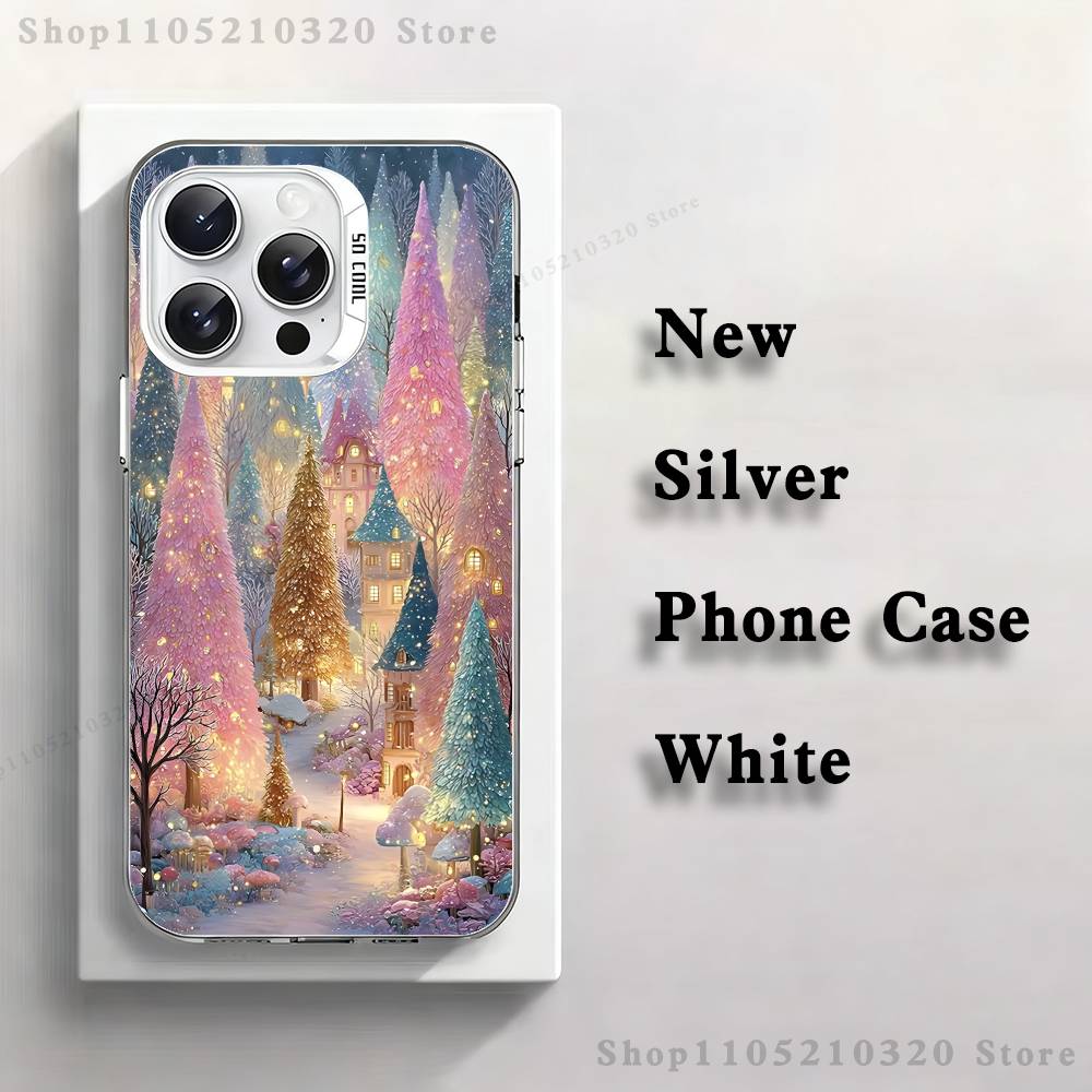 

Ins Cartoon Christmas Style Phone Case For iPhone 17,16,15,14,13,12,11,Mini,Pro,E,MAX White Matte Silicone Whtie Cover iPhone15pro