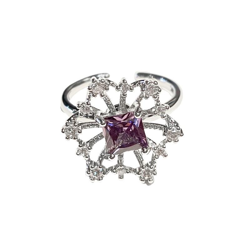 Nine Purple From Fire Niche Rotatable Rotating Petals Purple Zir*****Pen Ring Light Luxury High-End Exquisite Accessories