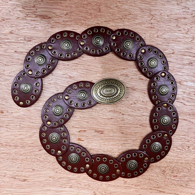 Bohemian Wide Waist Belt for Women Vintage Western Style Round Hollow Out Design for Dress Jeans Casual Outfits