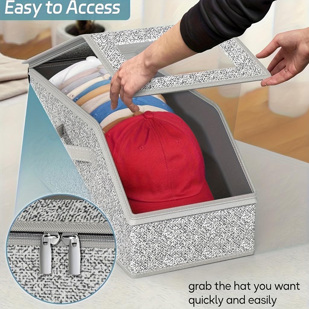 Large Capacity Foldable Fabric Hat Box Heavy-Duty Portable Storage Organizer Suitable for Hats, Scarves, Belts