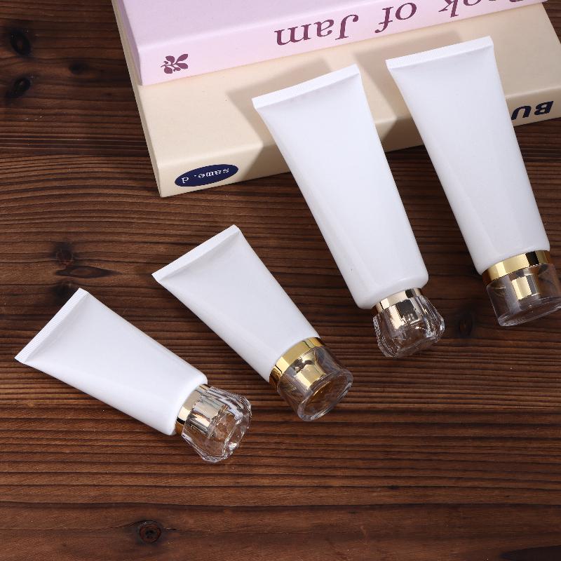 3Pcs 50/100Ml White Empty Cosmetic Squeeze Tubes Travel Dispensing Tubes Refillable Containers For Lotion Cream Facial Cleaner
