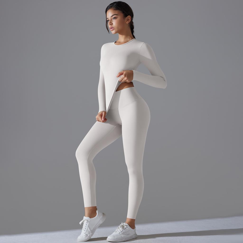 Nessaj Elastyczny zestaw fitness dla kobiet szybkoschnące stroje do jogi push-up do biegania legginsy z długim rękawem odzież sportowa