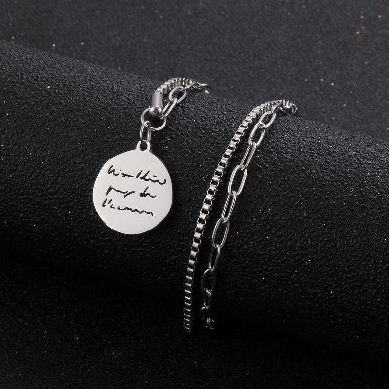 Niche Design Round Brand Carving Pendant Necklace
