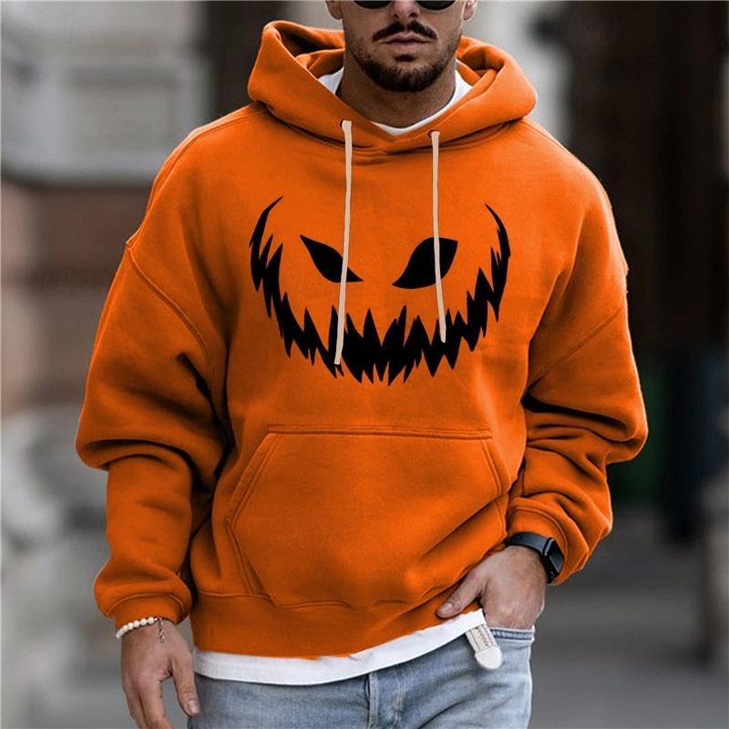 Halloween Kürbis Farbe Kapuzenpullover Für Männer Kleidung Streetwear Trend Festival Outdoor Persönlichkeit Kapuzenmantel Halloween Cosplay