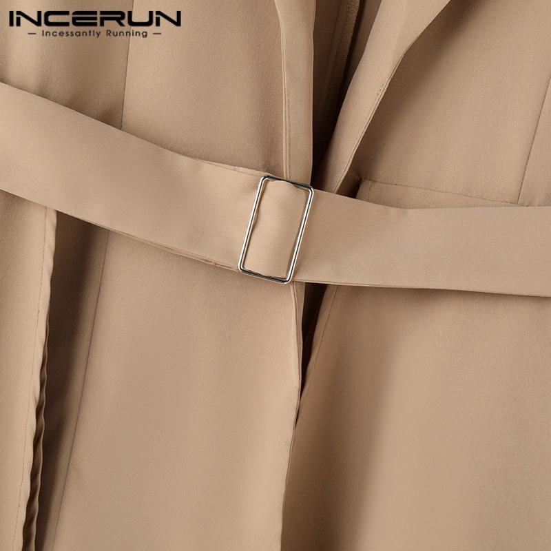 INCERUN Men Lapel Neck Long Sleeve Irregular Ruffled Layers Splits Casual Long Blazer