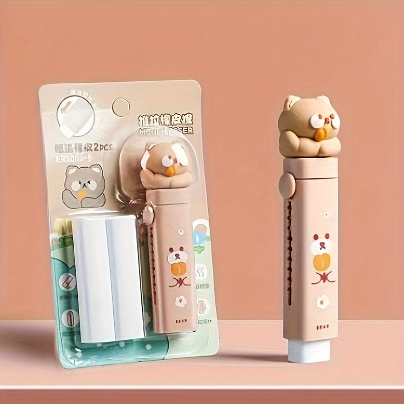 

One Shell, Two Replacement Cores/cartoon Creative Push Pull Eraser, Cute Eraser, School Supplies