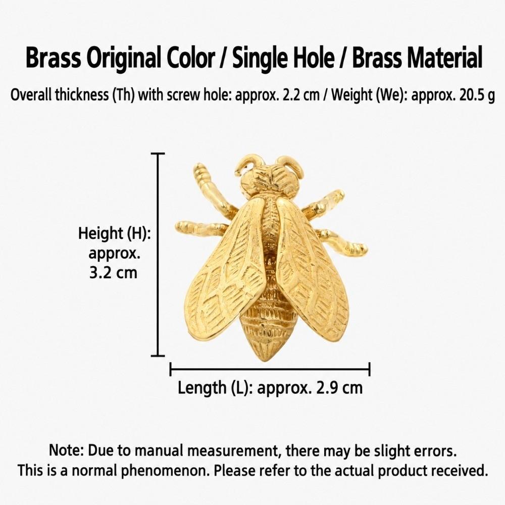 Single Hole Cabinet Door Knobs Bee Wardrobe Drawer Pulls Brass Door Handle Furniture Hardware