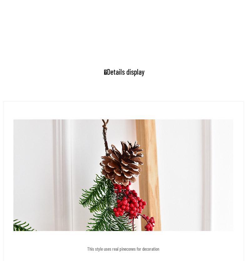 NUCHI Christmas Wreath with PE Leaves, White Pine Cones, and Red Berries - Door Hanging Ornament and Holiday Decoration