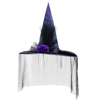 Kapelusz Czarownicy na Halloween dla Dzieci Dorosłych Halloweenowa Impreza Kostium Cosplay Rekwizyty Straszny Kapelusz Czarodzieja na Imprezę Halloweenową