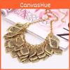Vintage Alloy Necklace With Multilayer Hollow Leaf Pendant For Boho Fashion Enthusiasts