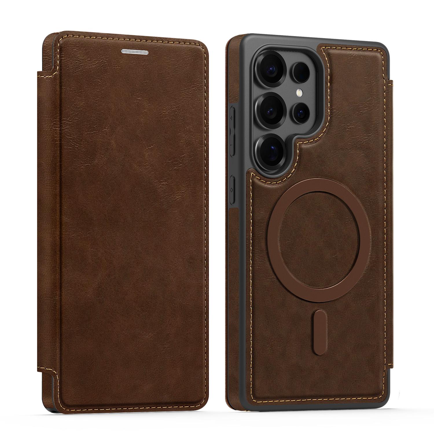 

Flip Wallet Leather Case For Samsung Galaxy S25 Edge S24 FE S23 Plus S22 Ultra For Magsafe Wireless Charging Card Cover Galaxy S25+
