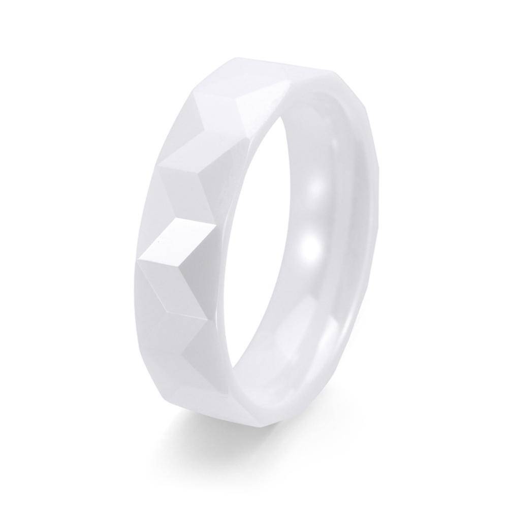 Ins Style Men's 6MM Arc Faceted Geometric Design Black Ceramic Ring Minimalist Jewelry Available