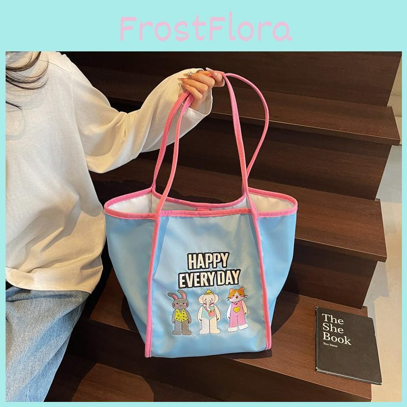 Happy Every Day Letter Large Embroidery Tote Bag Shopping Bag For Use Daily