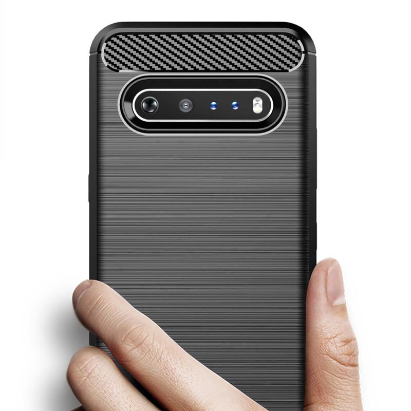 Shockproof Silicone Case for LG V60 ThinQ 5G Soft Back Cover for Lg V60 Lgv60 Thinq Brushed Carbon Fiber Case