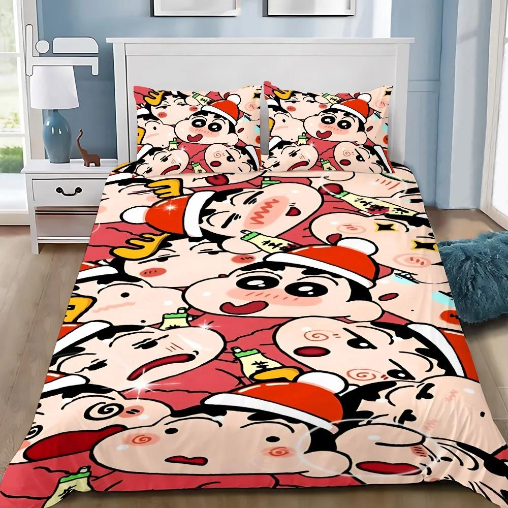 Catoon Anime Cute Crayon ShinChans Duvet Cover Set Bedding Set Bedroom Decoration 2/3piece Set Youth Kids Girl Boys Gift