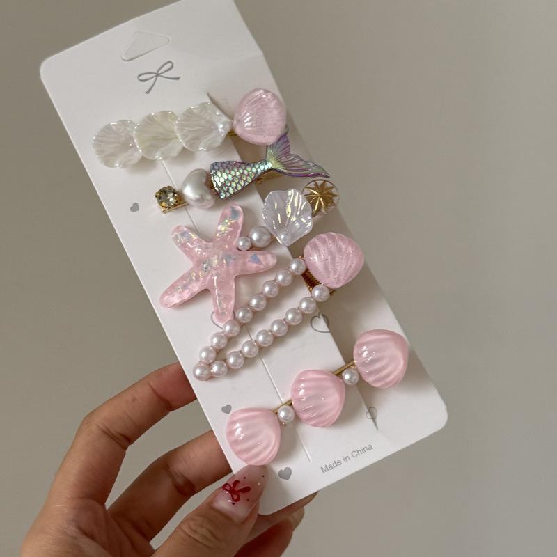 5 Pcs/Set Mermaid Starfish Shell Hairpins Girls Cute Hair Clips Hairgrips for Women Barrettes Hair Styling Tool Hair Accessories