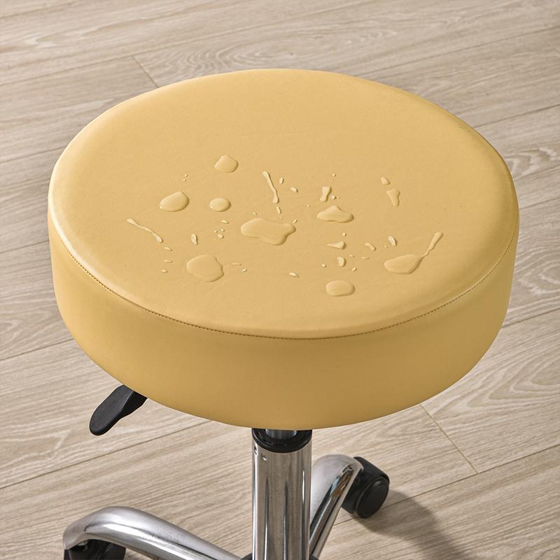 PU Waterproof Round Stool Cover Elastic All Inclusive Bar Rotating Chair Seat Cover Cashier Counter Stool Slipcover Home Hotel