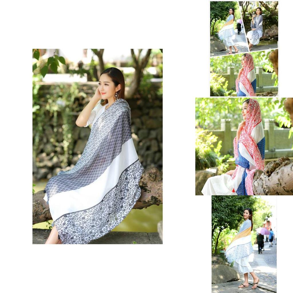 Ethnic Style Shawl For Women Lightweight Summer Scarf With Print Design For Travel And Beach