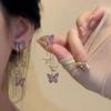 Red Zircon Bow Drop Earrings for Women Sweet Metal Ribbon Dangle Earring Fashion Charm Party Jewelry