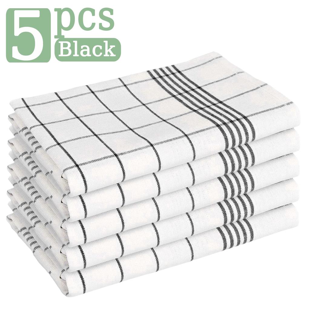 6/12Pcs Kitchen Towels, HOOHNICE, Classic Plaid Dish Towel Scouring Pad