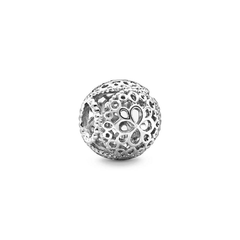 925 Silver Exquisite Hollowed-out Circular Flowers Bee Charm Pendant Suitable For Bracelet DIY Fashion Jewelry