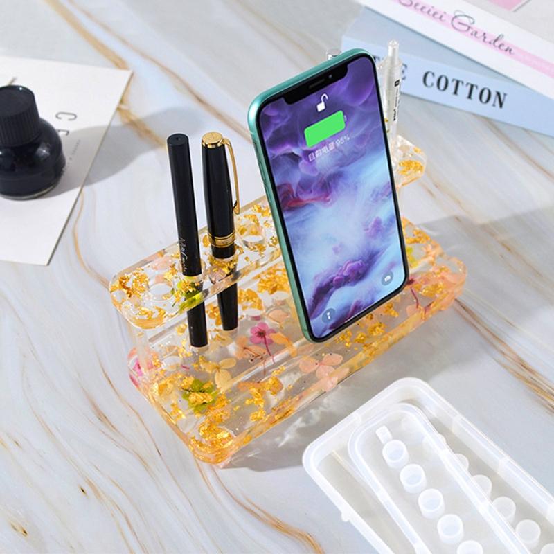 4Pcs/set Multi-Functional Pen Holder Resin Molds Storage Box Pencil Holder Silicone Mold Resin Casting Art for DIY Pen