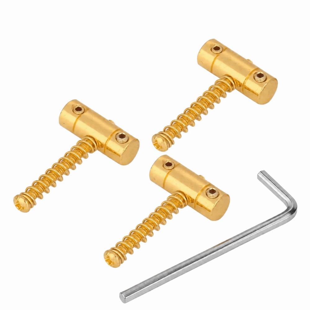 3PCS With Wrench Bridge Saddles Set Gold Color Guitar Bridge Saddles For Electric Guitar