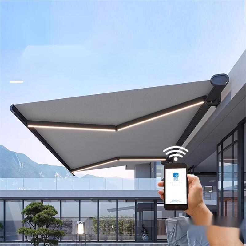 Full Cassette Retractable Electric Awning with LED Light