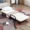 Folding Bed with Mattress, Single Guest Bed, Portable Fold Bed with Adjustable Backrest, Metal Frame on Wheels, White, 190 x 76 cm