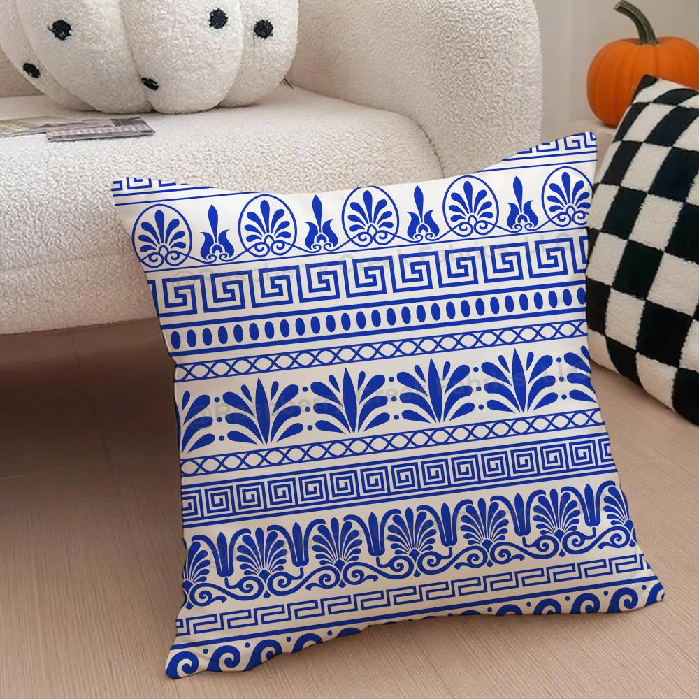 Chinese-Style Scroll Pattern Traditional Culture Cushion Cover Throw Pillow Cover Hidden Button Durable Polyester Chair Cushion
