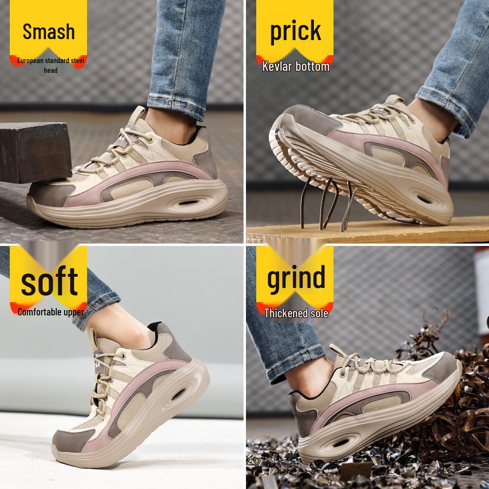 Zapatos de Seguridad Ligeros y Transpirables para Mujer - Cómodos Antiaplastastamiento, Antipinchazos, Zapatos de Trabajo Modernos para Largas Horas de Pie