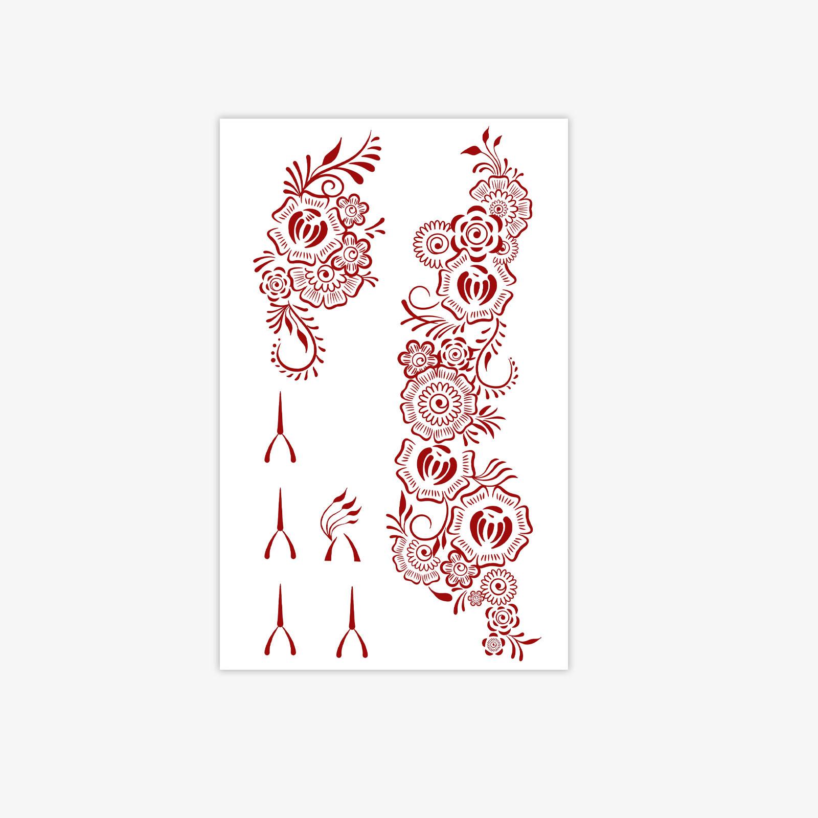 

Retro Ethnic Style Tattoo Sticker, Simulated Reddish-Brown Rose Vine, Waterproof, Sweat-Proof And Non-Reflective. 12*19