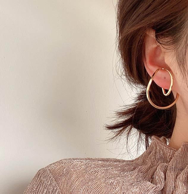 Ear Beauty Vortex Ear Cuffs, Set of 2, Large, for Both Ears (Gold)