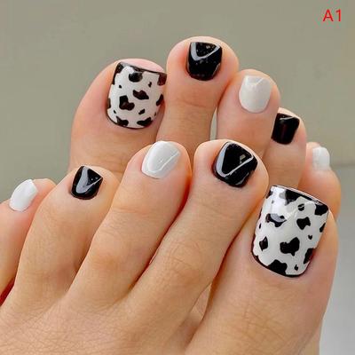 24Pcs False Nails French Multiple Styles Press On Nails For Women Toe Nail Art