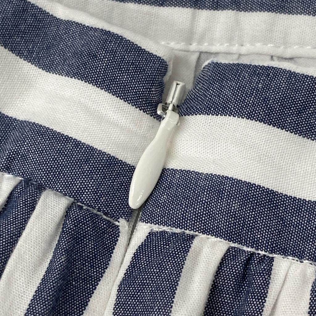 SEVEN TEN by MIHO KAWAHITO 5S311 Blue X White Cotton Striped Ruffle Skirt Skirt S blue/whiteUsed