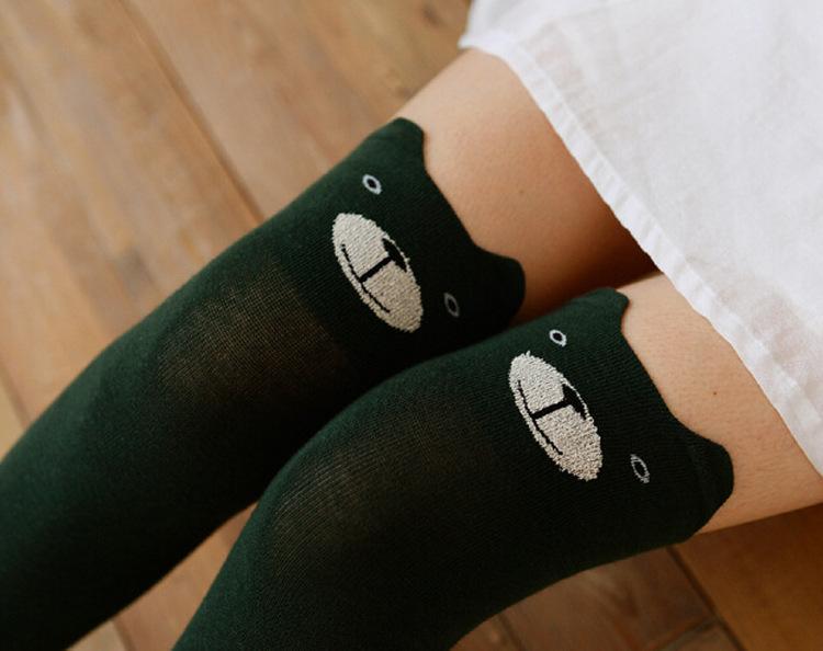 Women's Japanese Half Socks Over the Knee Stockings Cotton Socks Three-dimensional Cartoon Cat Thick Needle Cotton Socks