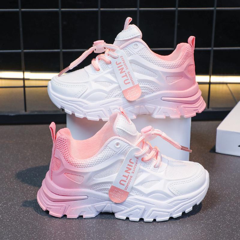 

2026 Spring Unisex Kids Lace-up Non-slip Pink & Blue Sports Shoes 28 - 17.5cm рожевий