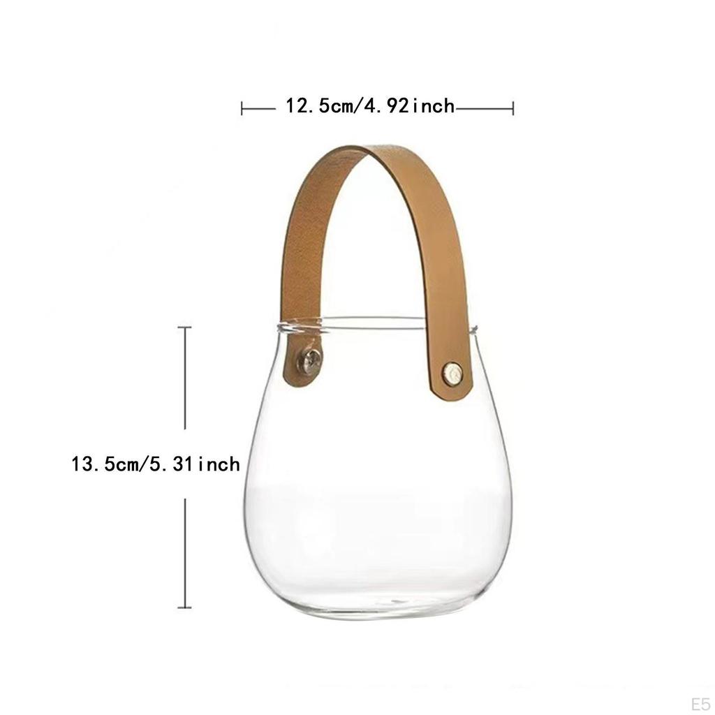Bocal de Rangement en Verre Anse Ceinture Vase à Fleurs Multifonctionnel Tasse Transparente Facile à Nettoyer Récipient Organisateur pour
