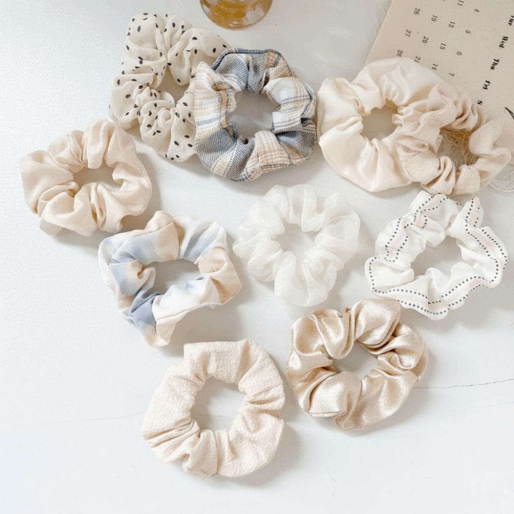 10Pcs Plaid Pattern Hair Scrunchies Cute Hair Bands Large Intestine Hair Tie For Women