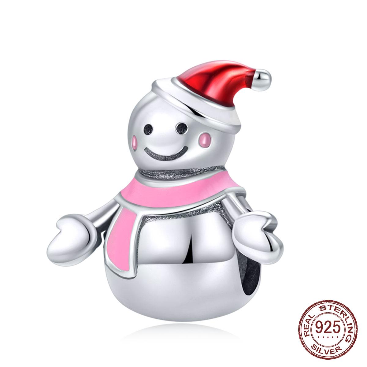 

925 стерлингового серебра Miss & Mr Snowman Цвет Эмаль Амулеты Подходит Браслеты и Ожерелья DIY Ювелирные изделия Изготовление