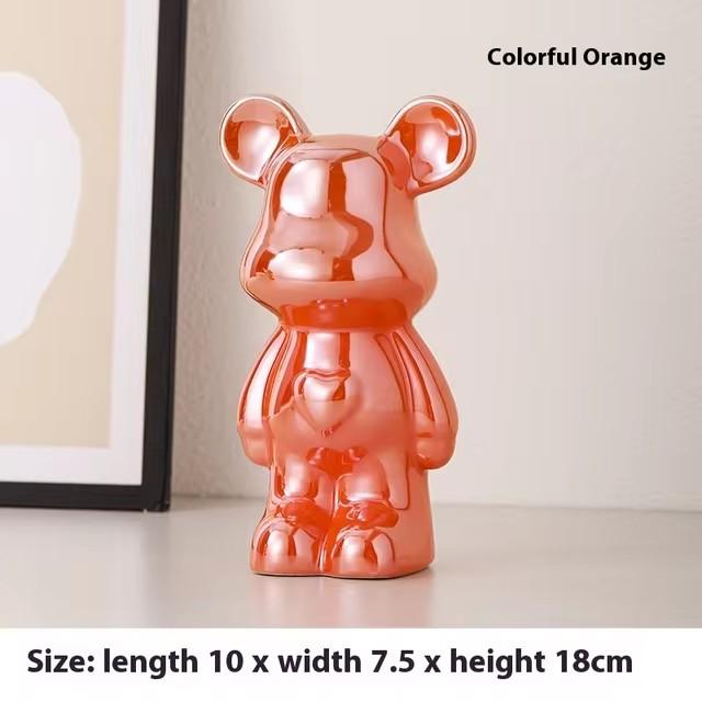 Ceramic Cartoon Teddy Bear Figurine Love Bear Ornament Living Room Small Piggy Bank Wine Cabinet Desktop Home Decoration