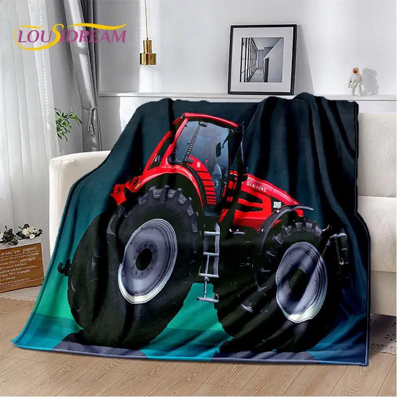 Car Tractor Truck Series Pattern Soft Plush Blanket,Flannel Blanket Throw Blanket for Living Room Bedroom Bed Sofa Picnic Cover