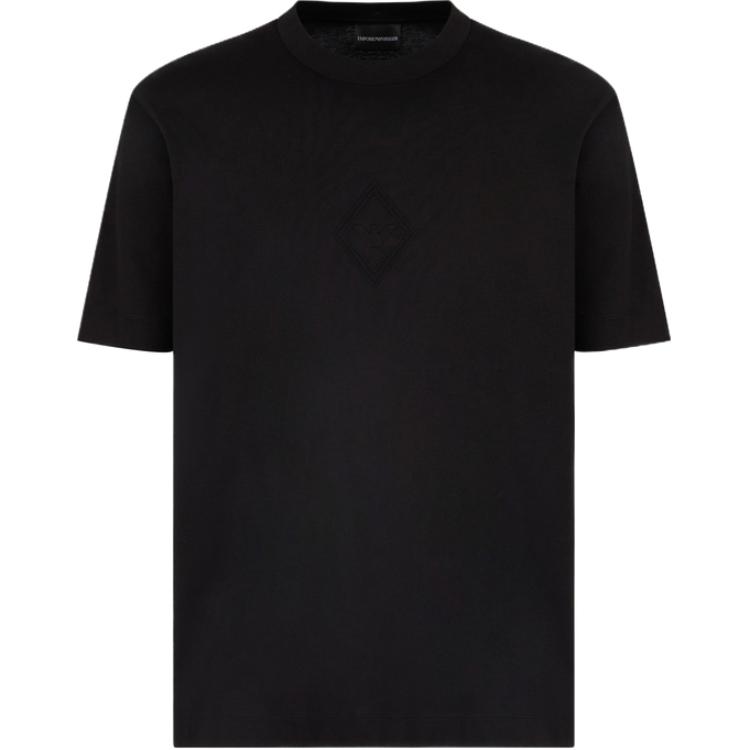 Emporio Armani Ss25 Solid Color Embossed Short Sleeve T-Shirt Men Tops Black EM001040-AF13669-UC001 XL