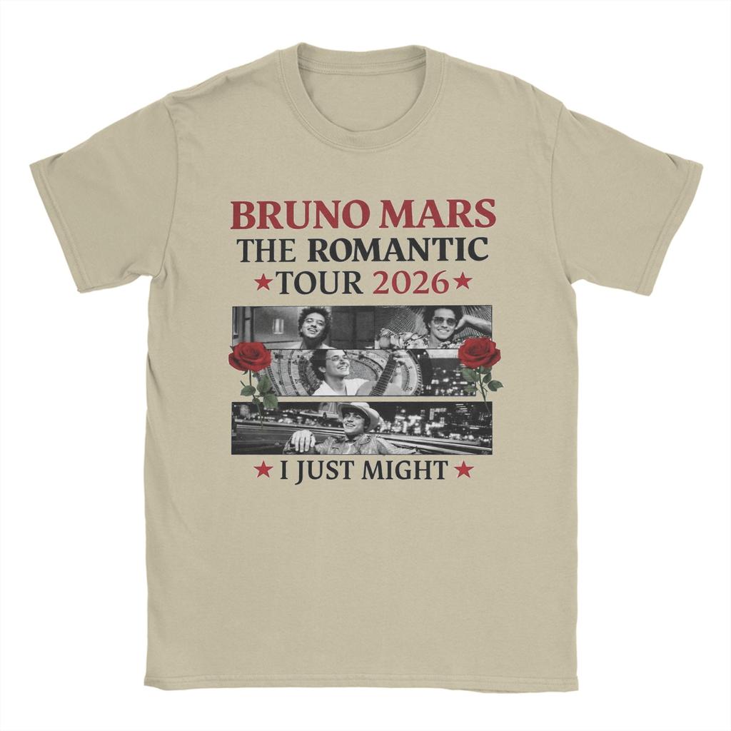 The Romantic Tour Bruno Mars 2026 TShirts for Unisex Crewneck 100 Cotton T Shirt Short Sleeve Tee Shirt Graphic Printed Clothes