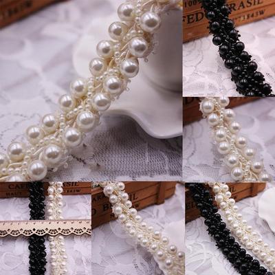 Crafts Clothes Decoration Embroidered Cloth Accessories Garment Beads Lace Fabric Collar Lace Trim