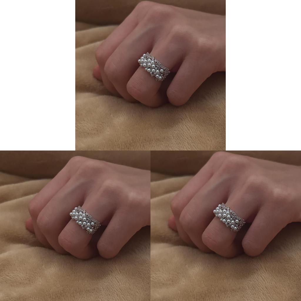 Light Luxury Pearl Geometric Adjustable Ring For Women And Men Jewelry Accessory