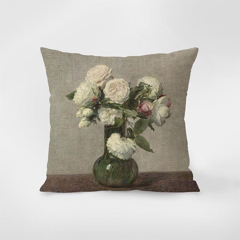 Floral & Scenery Pillows Artistic Home Decor Square Polyester Pillowcase, Modern Sofa Decorative Cushion Cover