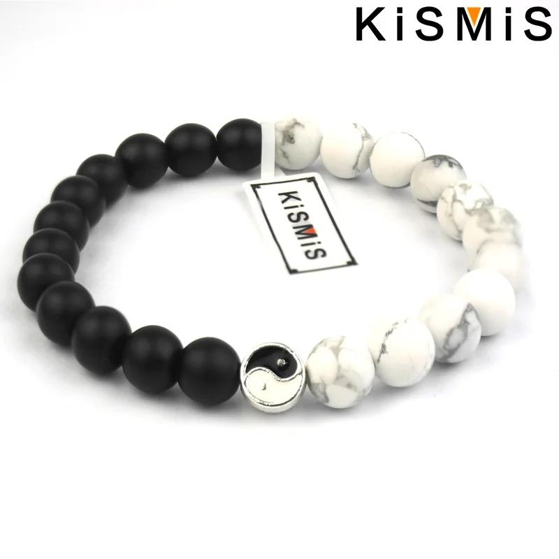 Xiaomi New Distance Classic Natural Stone White Black Yin Yang Beaded Bracelet for Men Women Best Friend Gift