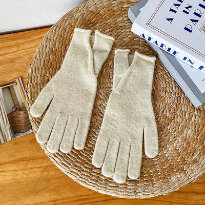 Novas luvas quentes de lã outono e inverno cinco-mãos de malha cor sólida à prova de frio tela sensível ao toque cashmere luvas de ciclismo para mulheres inverno